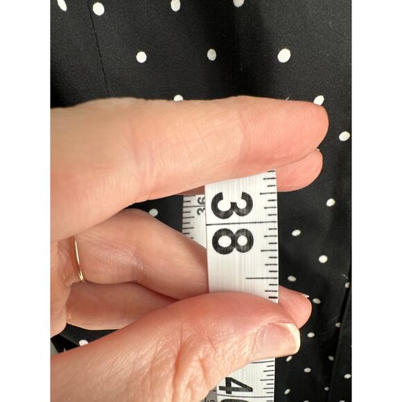 WHBM Dress Womens 8 Black Mini Polka Dot Poplin Shirtdress Stretch Belted - Picture 7 of 8